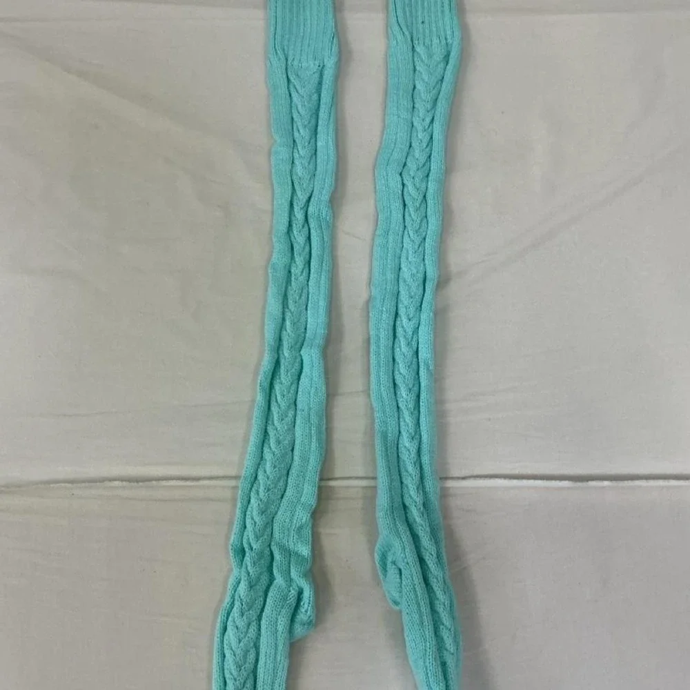 Tiffany and Co. Turquoise Cable-Knit Thigh-High Socks